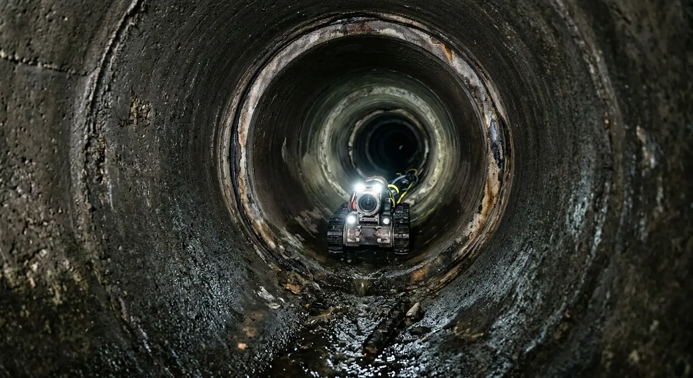 Robotic sewer camera inspecting pipe interior for Sewer Line Repair in North Kensington